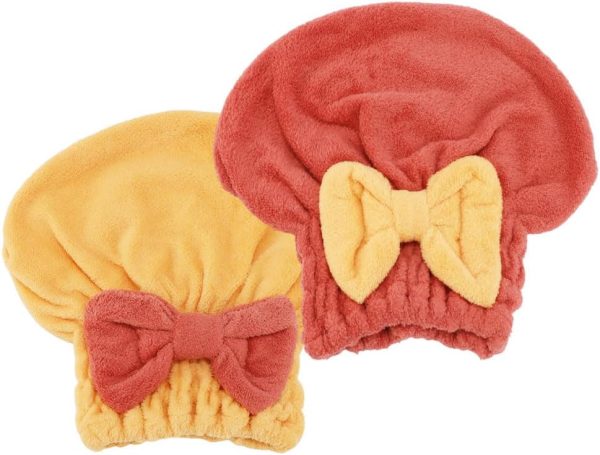2Pcs  Hair Towel Wrap for Women Hair Drying Cap Hair Plopping Cap Hair Drying Towel Wrap Head Towels Wrap for Women Curly Hair (Red and Yellow)