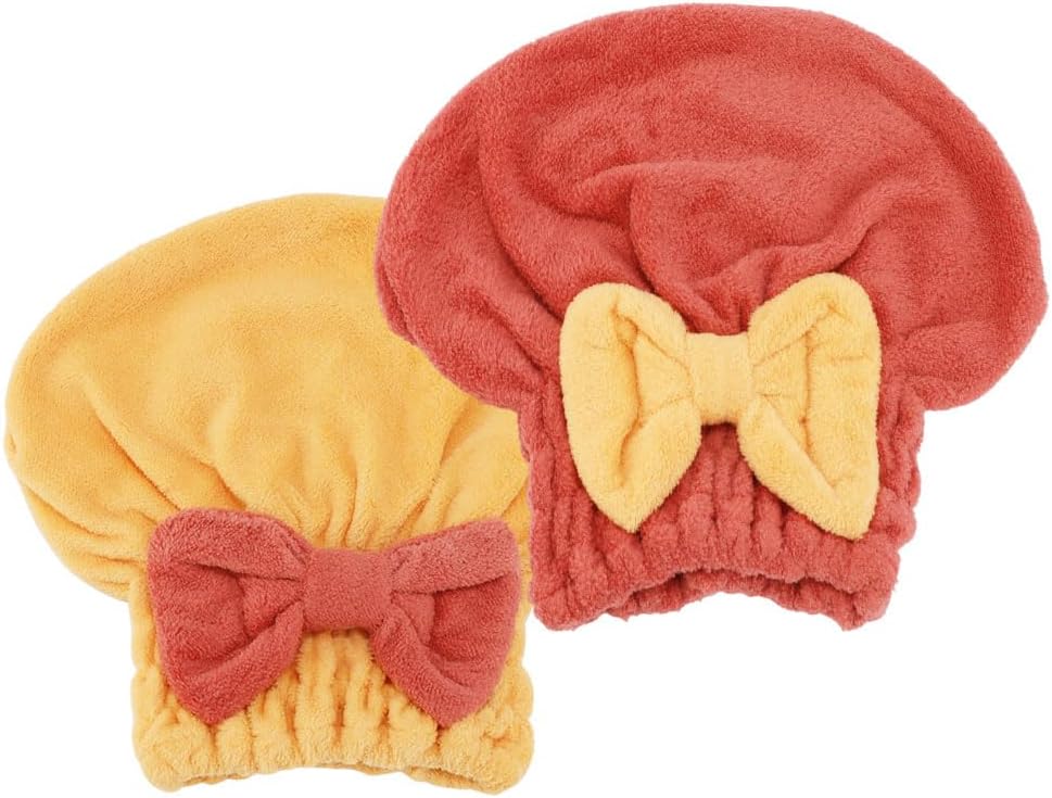 2Pcs  Hair Towel Wrap for Women Hair Drying Cap Hair Plopping Cap Hair Drying Towel Wrap Head Towels Wrap for Women Curly Hair (Red and Yellow)