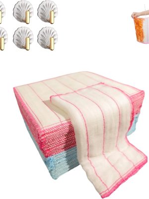 20 Premium  Absorbent Dishcloths - Quick Drying Reusable Kitchen Wipes for Dishwashing, 8-Ply Thickened Style, 10 Pieces Pink, 10 Pieces Blue.