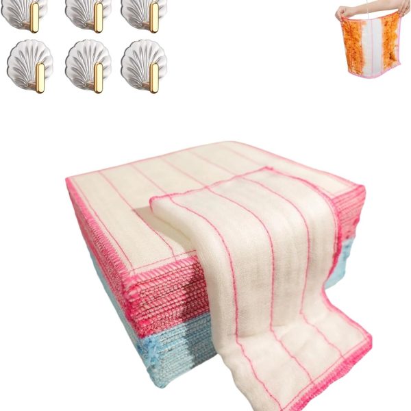 20 Premium  Absorbent Dishcloths - Quick Drying Reusable Kitchen Wipes for Dishwashing, 8-Ply Thickened Style, 10 Pieces Pink, 10 Pieces Blue.