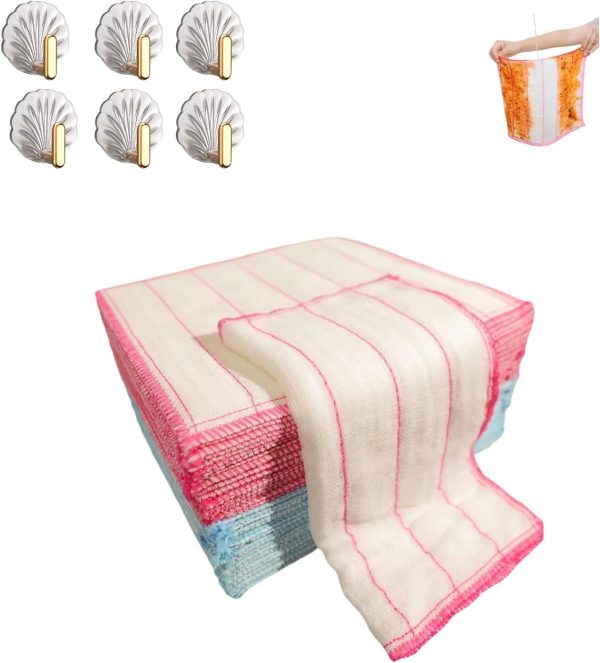 20 Premium  Absorbent Dishcloths - Quick Drying Reusable Kitchen Wipes for Dishwashing, 8-Ply Thickened Style, 10 Pieces Pink, 10 Pieces Blue.