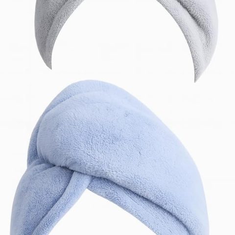 2 Pack  Hair Towel Wrap for Women, Super Absorbent Quick Dry Hair Turban with Button –10”x26”