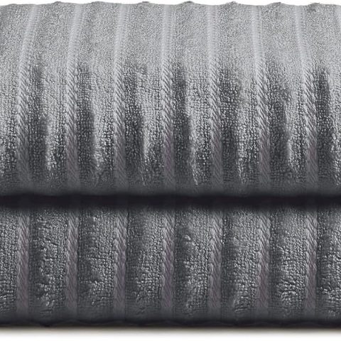 Luxury Rayon Derived from Bamboo Blend 2-Pack Towel Set - Ultra Soft, Absorbent and Quick Drying - Plush Cotton Hotel Spa Quality - 27" x 54" (Bath Towel, Grey)