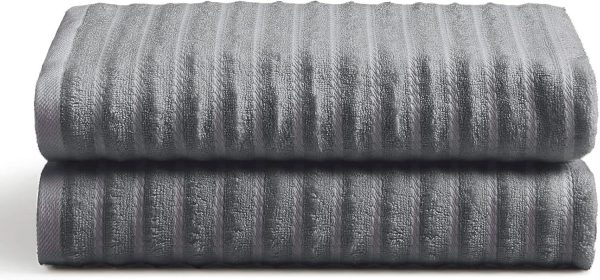 Luxury Rayon Derived from Bamboo Blend 2-Pack Towel Set - Ultra Soft, Absorbent and Quick Drying - Plush Cotton Hotel Spa Quality - 27" x 54" (Bath Towel, Grey)