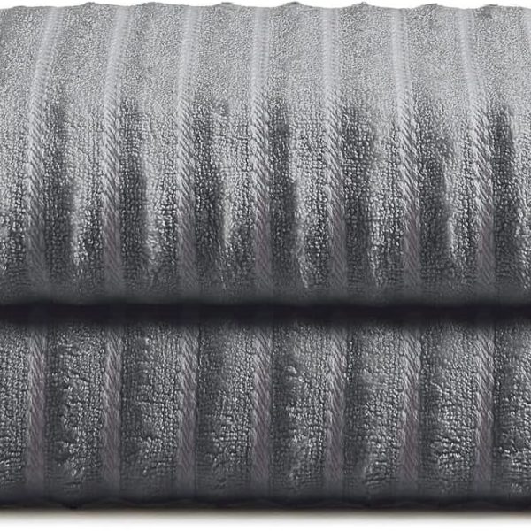 Luxury Rayon Derived from Bamboo Blend 2-Pack Towel Set - Ultra Soft, Absorbent and Quick Drying - Plush Cotton Hotel Spa Quality - 27" x 54" (Bath Towel, Grey)