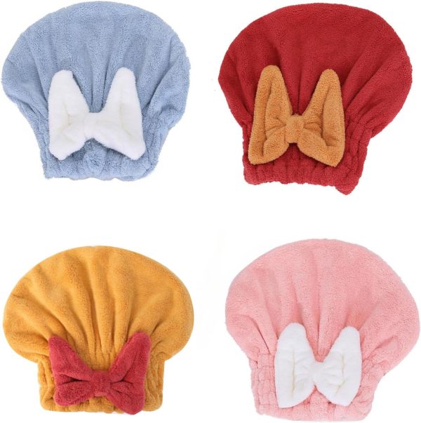 Super Absorbent Hair Towel Wrap For Wet Hair Quick Dry  Hair Towel With Bow-Knot Shower Cap Bath Accessories  Hair Towel