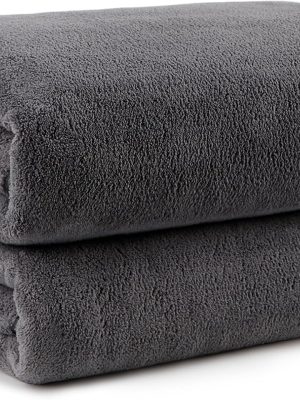 Bath Towels Pack of 2(27'' x 54'') - Soft Feel, Highly Absorbent, Quick Drying  for Body, Sport, Yoga, SPA, Fitness - Grey