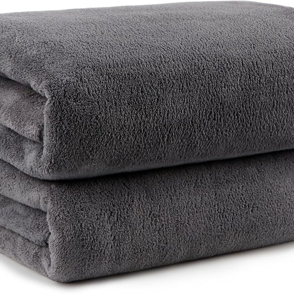 Bath Towels Pack of 2(27'' x 54'') - Soft Feel, Highly Absorbent, Quick Drying  for Body, Sport, Yoga, SPA, Fitness - Grey