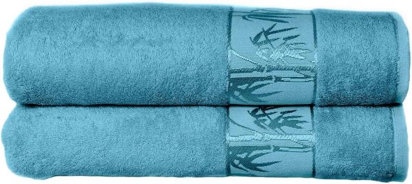 Set of 2 Luxury Super Soft Bath Towels – Premium Viscose Derived from Bamboo & Turkish Cotton for The Ultimate Bath Experie