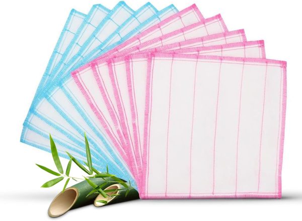 Kitchen Dishcloths 10 Pack, Reusable and Absorbent Dish Cloths & Dish Towels, No Odor, 8-Layes-Super Absorbent for Kitchen Counter, Dish Washing, Appliances, Car, (12in x12in)