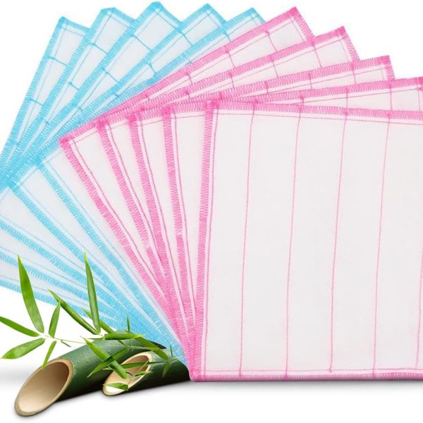 Kitchen Dishcloths 10 Pack, Reusable and Absorbent Dish Cloths & Dish Towels, No Odor, 8-Layes-Super Absorbent for Kitchen Counter, Dish Washing, Appliances, Car, (12in x12in)