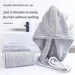 Gray Bamboo Charcoal Hair Towels Dry Hair Caps Soft Water Absorbing Shower Caps  Towel Quick Drying Towels for Women(Grey Stripe)