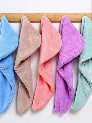 Hair Drying Towels, 5pcs  Hair Towel for Hair Turban Wrap Drying Head Towels for Girl Women 25 x 65cm