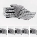 Dual-Sided Non Scratch Steel Wire and  Dishwashing Rags - Stubborn Stain Remover & High Absorbency Soft Cloth for Kitchen,Multifunctional Wire Dishcloth for Pots,Pans,Dishs,Flatwarel
