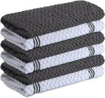 100% Cotton Kitchen Towels - 15x25 Inch Ultra Soft Tea Towel, Super Absorbent Terry Dish Towels for Kitchen Linens |Grey|