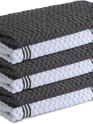 100% Cotton Kitchen Towels - 15x25 Inch Ultra Soft Tea Towel, Super Absorbent Terry Dish Towels for Kitchen Linens |Grey|