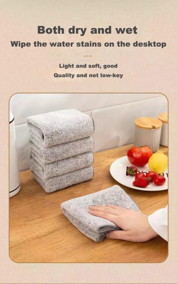 100% Coral Velvet Kitchen Cloth Dish Towels（10 Pack）, Bamboo Charcoal Fi Dishcloths, Super Soft and Absorbent Dish Towels, Nonstick Oil Washable Fast Drying,Household  Cleaning Cloths