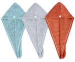 Hair Towel Twist  Bamboo Fabric Women's Soft Shower Towels for CurlyHair Turban Wrap Drying Cap Great Gift for Girls 3-Pack