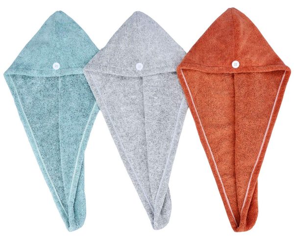 Hair Towel Twist  Bamboo Fabric Women's Soft Shower Towels for CurlyHair Turban Wrap Drying Cap Great Gift for Girls 3-Pack