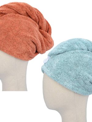 Hair Drying Towel Turban Twist for Long Hair Magic Instant Dry Hair Towel Wrap Fast Drying Absorbent Cap Great Gift for Women and Girls 2-Pack