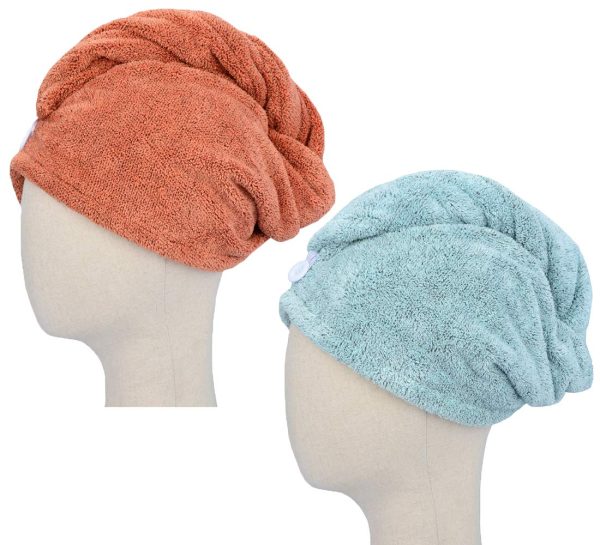 Hair Drying Towel Turban Twist for Long Hair Magic Instant Dry Hair Towel Wrap Fast Drying Absorbent Cap Great Gift for Women and Girls 2-Pack