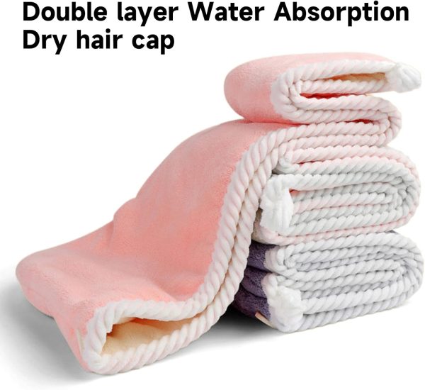 Hair Towel, Hair Towel wrap for Women,Hair wrap Towels,Hair Turbans for Women Wet Hair, wrap for Kids (Pink and White) 1pcs