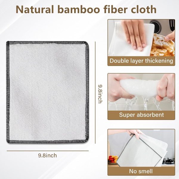 Eco Friendly  Dish Cloths 9.8x9.8 inches,White, Double Layered, Odor-Resistant Kitchen Towels for Cleaning, Washing, and Drying Multipurpose Cleaning Rags for Home Pack of 5