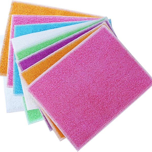 10Pcs  Cleaning Cloths Absorbent Dish Cloths Bamboo Blend Cleaning Cloths Reusable Kitchen Towels,7" x 9"