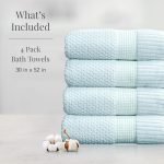 100% Cotton Bath Towels 4 Pack | Super Soft & Absorbent Quick-Dry Bath Towels 30" x 52" | Textured and Durable Cotton |  Collection (4 Pack Bath Towel, Seafoam)