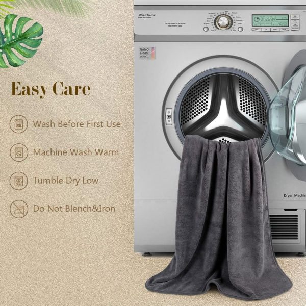 Bath Towels Pack of 2(27'' x 54'') - Soft Feel, Highly Absorbent, Quick Drying  for Body, Sport, Yoga, SPA, Fitness - Grey