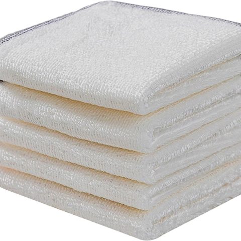 Eco Friendly  Dish Cloths 9.8x9.8 inches,White, Double Layered, Odor-Resistant Kitchen Towels for Cleaning, Washing, and Drying Multipurpose Cleaning Rags for Home Pack of 5