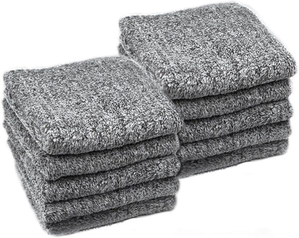 Dish Cloths for Washing Dishes, Absorbent, Scrub-Non-Scratch Quick Dry Washcloths Multipurpose Reusable Cloths Soft Tea Absorbent Cleaning Cloths 10x10 Inches, 10 pcs, Grey