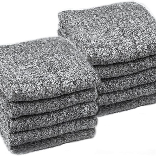 Dish Cloths for Washing Dishes, Absorbent, Scrub-Non-Scratch Quick Dry Washcloths Multipurpose Reusable Cloths Soft Tea Absorbent Cleaning Cloths 10x10 Inches, 10 pcs, Grey