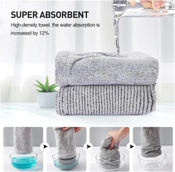 Bamboo Charcoal Fi Hair Towels Bath Head Turban Wrap Quick Dry Hair Towels Fit for Drying Hair Women Girls Bathroom
