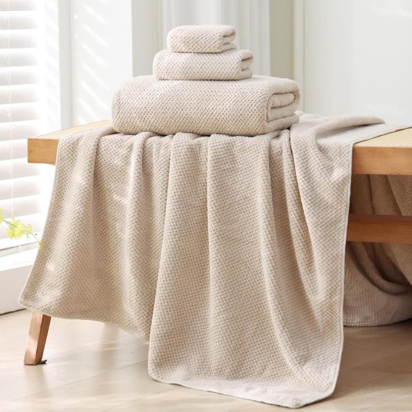 40x80 Inches Bath Sheets Towels for Adults Oversized Bath Towels Extra Large Luxury Super Soft Absorbent Quick Dry  (Beige, 2PCS)