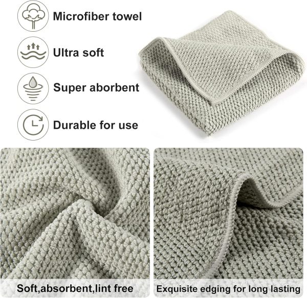 Dish Cloths for Kitchen - Absorbent Glass Cleaning Towels Set, Extra Soft Household Wipes