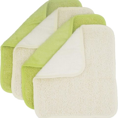 Natural Organic Ramie and Rayon Made from Bamboo Dual Sided Washcloths Hand Towels Ultra Soft for Shower Bath Spa, Gentle for Body Face Sensitive Baby Skin, Pack of 4