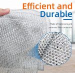 Dual-Sided Non Scratch Steel Wire and  Dishwashing Rags - Stubborn Stain Remover & High Absorbency Soft Cloth for Kitchen,Multifunctional Wire Dishcloth for Pots,Pans,Dishs,Flatwarel