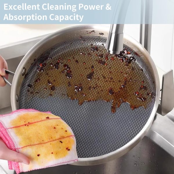 Kitchen Dishcloths 10 Pack, Reusable and Absorbent Dish Cloths & Dish Towels, No Odor, 8-Layes-Super Absorbent for Kitchen Counter, Dish Washing, Appliances, Car, (12in x12in)