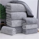 Thickening High Mass Bamboo Charcoal Coral Velvet Fi Bath Towel Super Absorbent and Quick Drying Bath Towel Bathroom Use(Style 2 Blue,35x75cm)