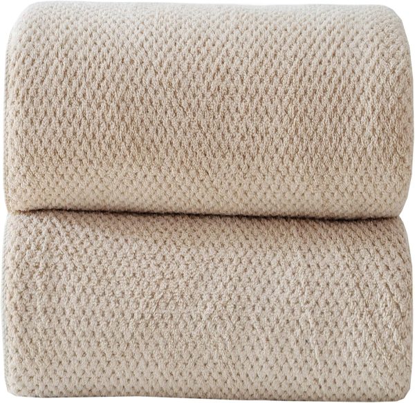 40x80 Inches Bath Sheets Towels for Adults Oversized Bath Towels Extra Large Luxury Super Soft Absorbent Quick Dry  (Beige, 2PCS)