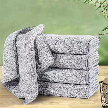 100% Coral Velvet Kitchen Cloth Dish Towels（10 Pack）, Bamboo Charcoal Fi Dishcloths, Super Soft and Absorbent Dish Towels, Nonstick Oil Washable Fast Drying,Household  Cleaning Cloths