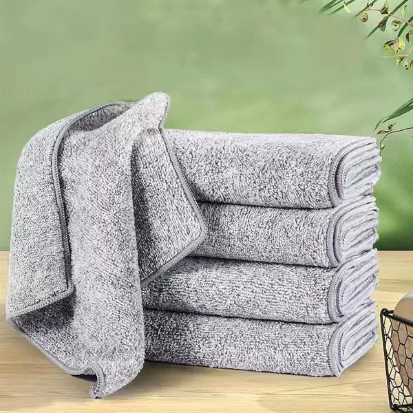100% Coral Velvet Kitchen Cloth Dish Towels（10 Pack）, Bamboo Charcoal Fi Dishcloths, Super Soft and Absorbent Dish Towels, Nonstick Oil Washable Fast Drying,Household  Cleaning Cloths