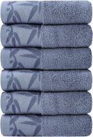 Hand Towels 6 Pack - Soft Viscose Made from Bamboo Hand Towel, Highly Absorbent & Quick Drying Decorative Hand Towels for Bathroom, Multipurpose Use for Face,Spa,Salon Towels, 13x29 inches, Blue