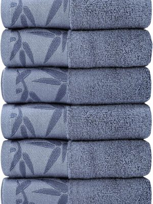 Hand Towels 6 Pack - Soft Viscose Made from Bamboo Hand Towel, Highly Absorbent & Quick Drying Decorative Hand Towels for Bathroom, Multipurpose Use for Face,Spa,Salon Towels, 13x29 inches, Blue