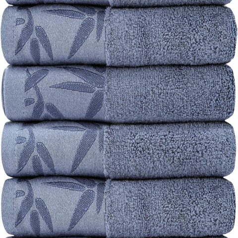 Hand Towels 6 Pack - Soft Viscose Made from Bamboo Hand Towel, Highly Absorbent & Quick Drying Decorative Hand Towels for Bathroom, Multipurpose Use for Face,Spa,Salon Towels, 13x29 inches, Blue
