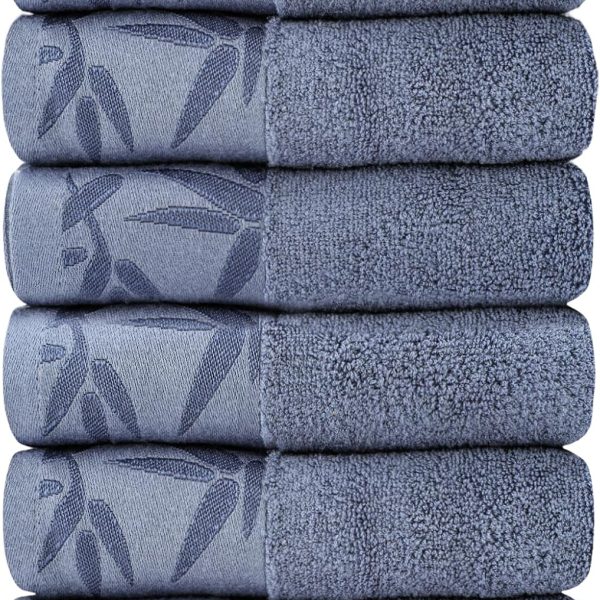 Hand Towels 6 Pack - Soft Viscose Made from Bamboo Hand Towel, Highly Absorbent & Quick Drying Decorative Hand Towels for Bathroom, Multipurpose Use for Face,Spa,Salon Towels, 13x29 inches, Blue