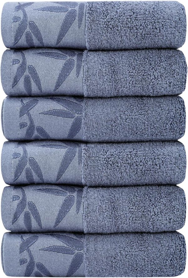 Hand Towels 6 Pack - Soft Viscose Made from Bamboo Hand Towel, Highly Absorbent & Quick Drying Decorative Hand Towels for Bathroom, Multipurpose Use for Face,Spa,Salon Towels, 13x29 inches, Blue