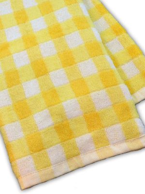 26.5-Inch-by-13-Inch Luxury Bamboo Kitchen Dish and Hand Towels, Yellow & White Plaid (Set of 2)