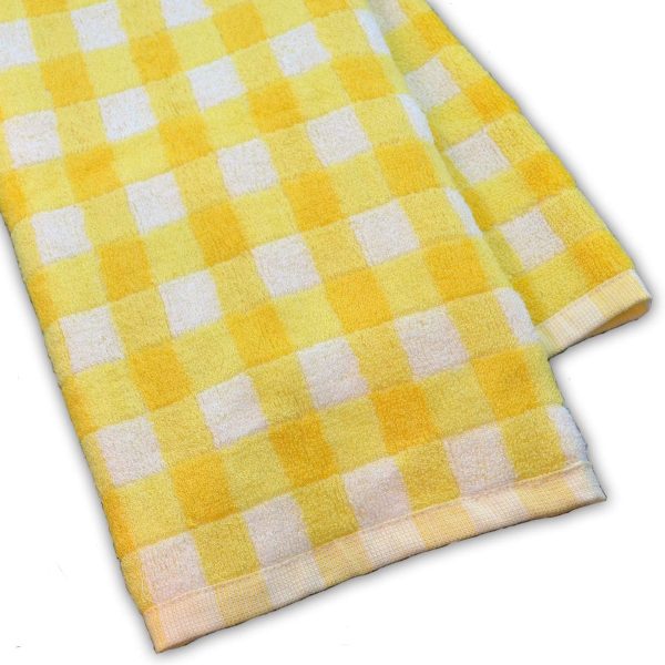 26.5-Inch-by-13-Inch Luxury Bamboo Kitchen Dish and Hand Towels, Yellow & White Plaid (Set of 2)